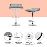 Table & Bar Stools: Artiss 4x Bar Stools Linen Padded Gas Lift