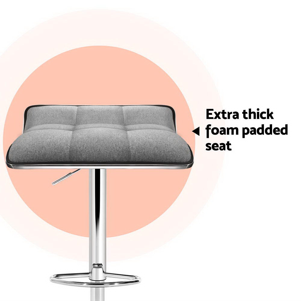Table & Bar Stools: Artiss 4x Bar Stools Linen Padded Gas Lift