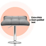 Table & Bar Stools: Artiss 4x Bar Stools Linen Padded Gas Lift