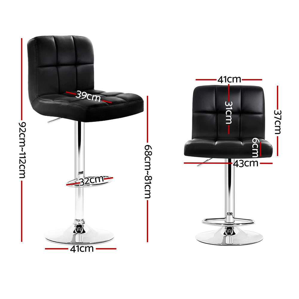 Table & Bar Stools: Artiss 2x Bar Stools Leather Gas Lift Black