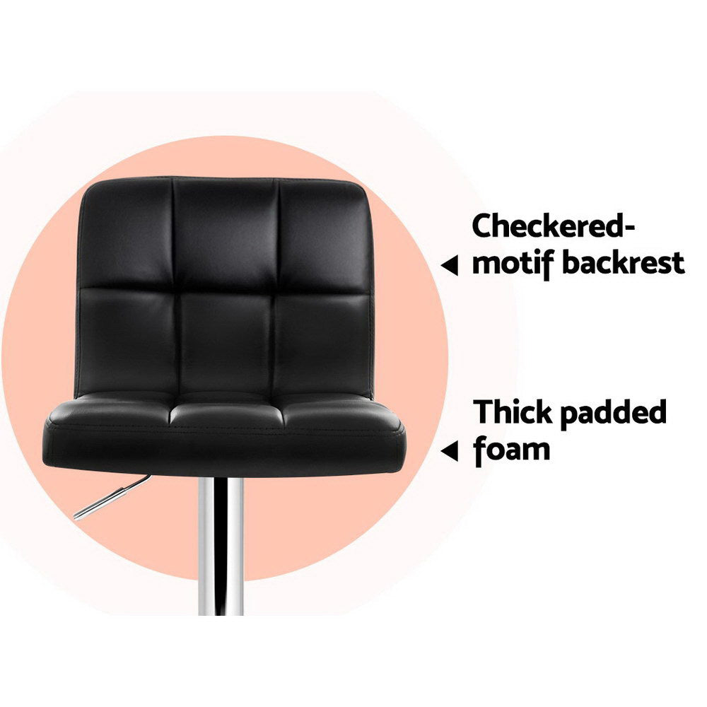 Table & Bar Stools: Artiss 2x Bar Stools Leather Gas Lift Black