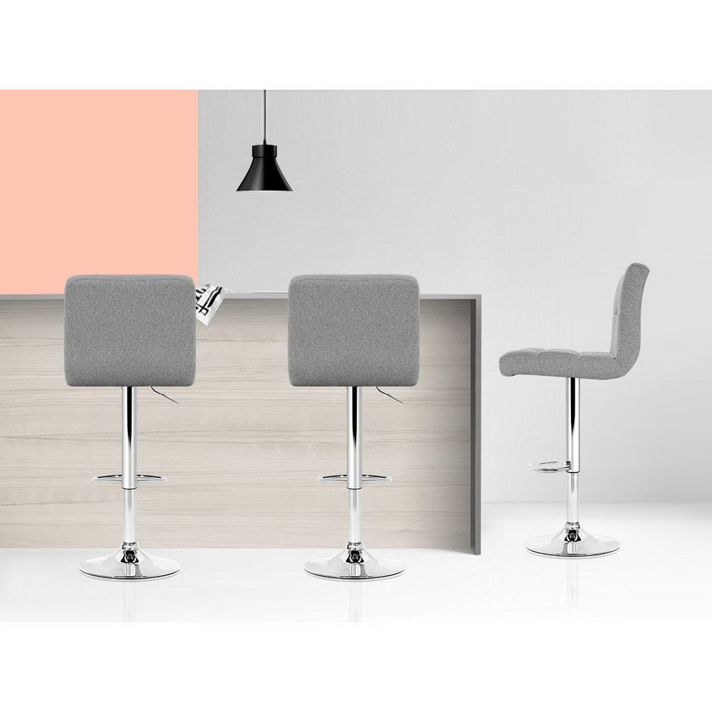 Table & Bar Stools: Artiss 2x Bar Stools Kitchen Dining Chairs Counter Stool Gas Lift Fabric Grey