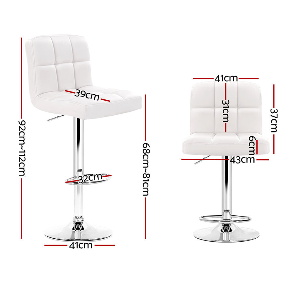 Table & Bar Stools: Artiss 2x Bar Stools Leather Gas Lift White