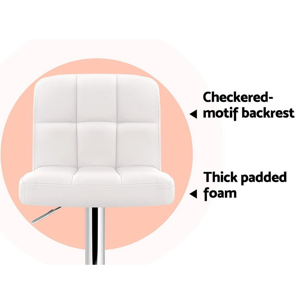 Table & Bar Stools: Artiss 2x Bar Stools Leather Gas Lift White