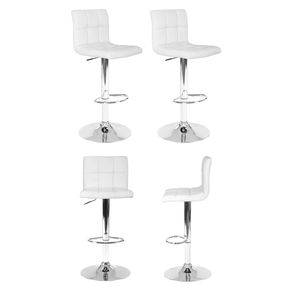 Table & Bar Stools: Artiss 4x Bar Stools Leather Gas Lift White