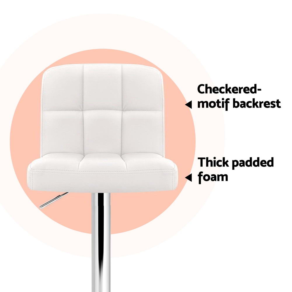Table & Bar Stools: Artiss 4x Bar Stools Leather Gas Lift White