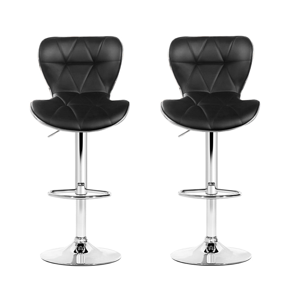 Table & Bar Stools: Artiss 2x Bar Stools Gas Lift Leather Seat Black