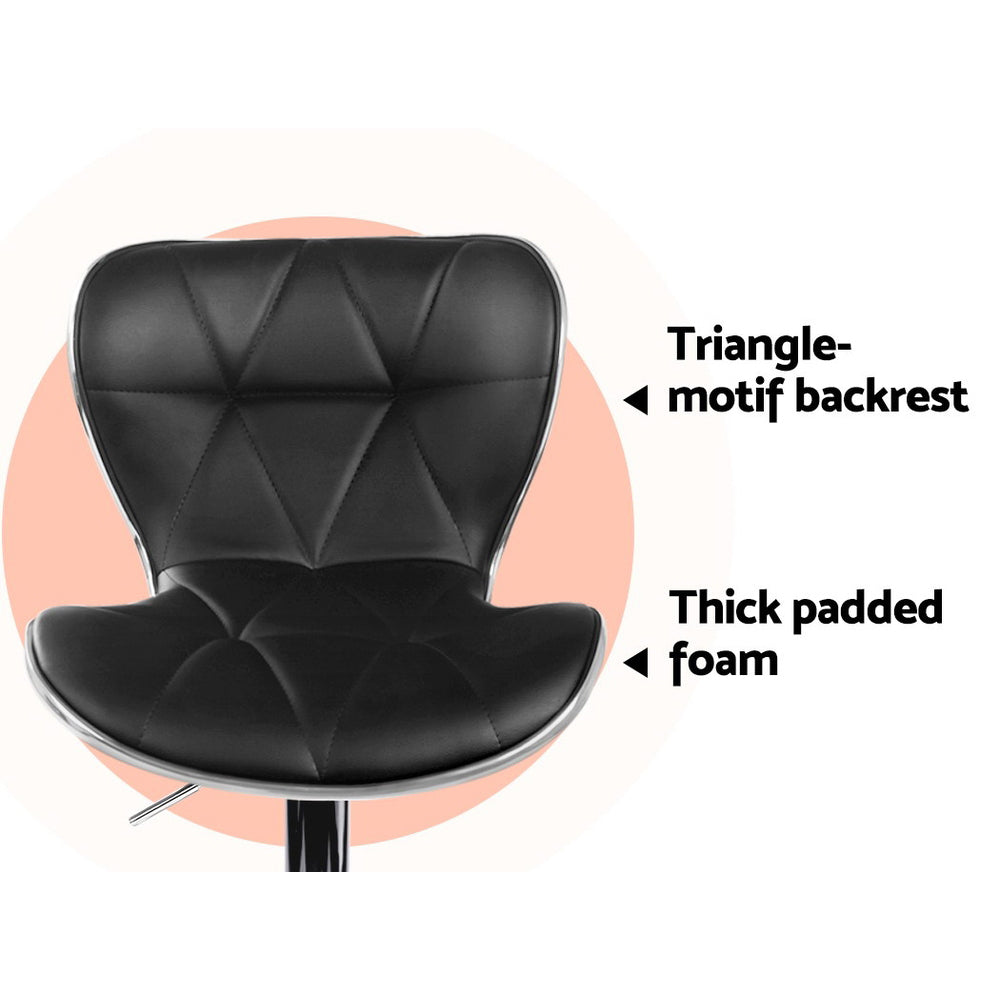 Table & Bar Stools: Artiss 2x Bar Stools Gas Lift Leather Seat Black