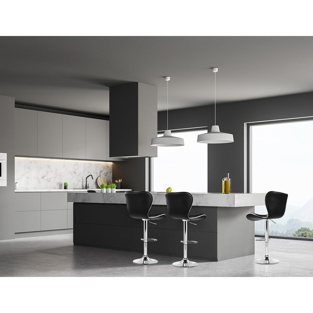 Table & Bar Stools: Artiss 2x Bar Stools Gas Lift Leather Seat Black
