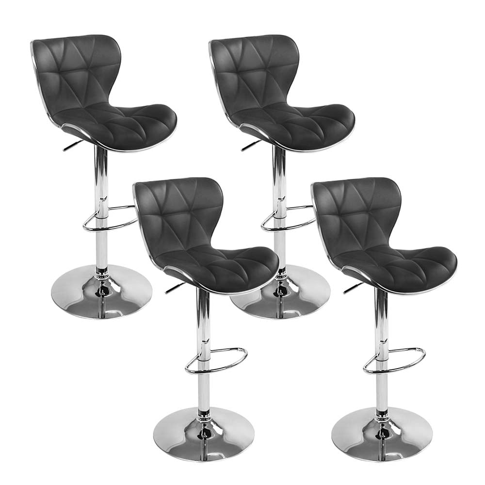 Table & Bar Stools: Artiss 4x Bar Stools Gas Lift Leather Seat Black