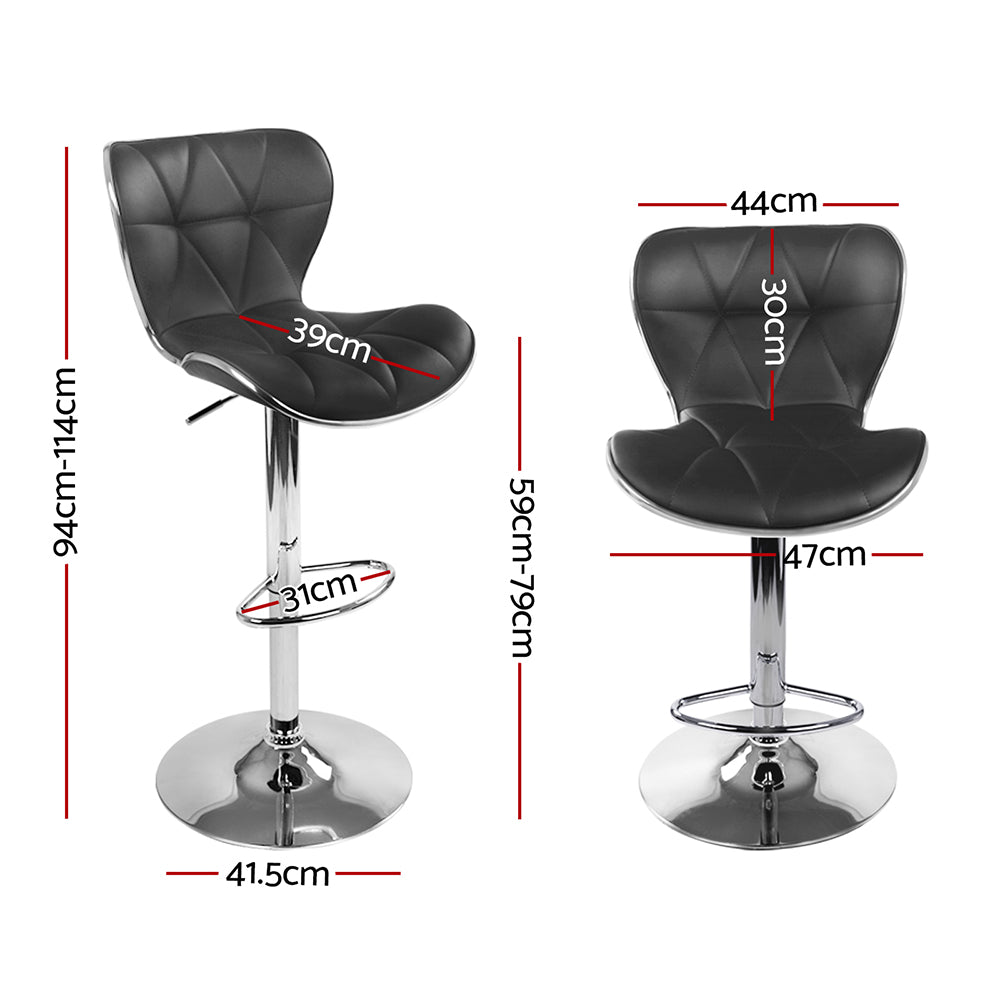 Table & Bar Stools: Artiss 4x Bar Stools Gas Lift Leather Seat Black
