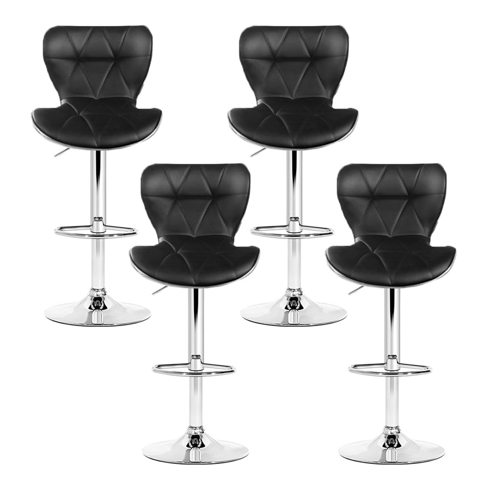 Table & Bar Stools: Artiss 4x Bar Stools Gas Lift Leather Seat Black