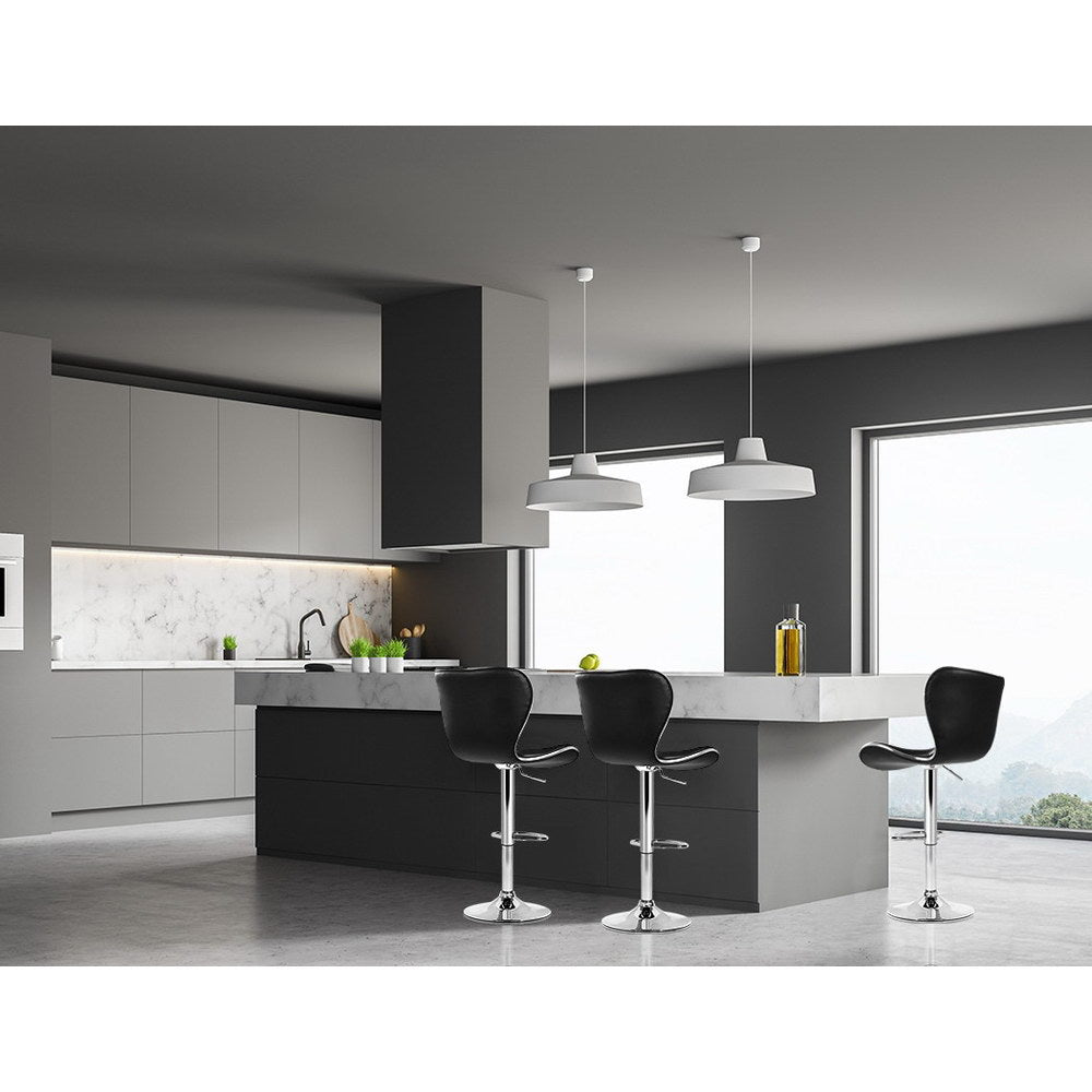 Table & Bar Stools: Artiss 4x Bar Stools Gas Lift Leather Seat Black