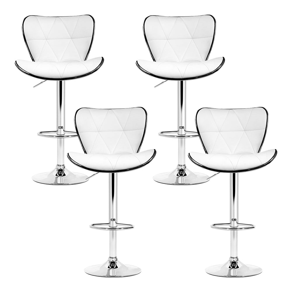 Table & Bar Stools: Artiss 4x Bar Stools Gas Lift Leather Seat White