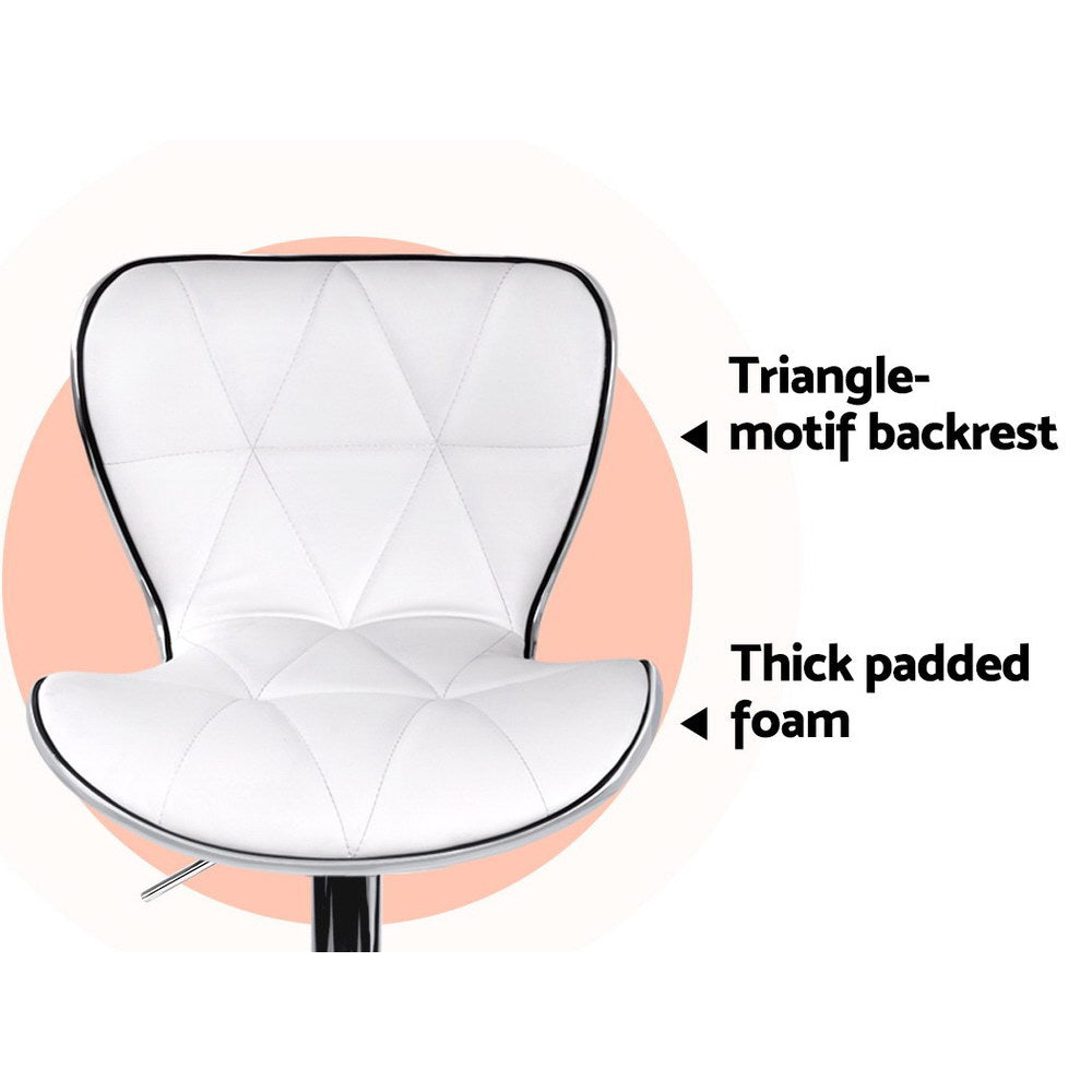 Table & Bar Stools: Artiss 4x Bar Stools Gas Lift Leather Seat White