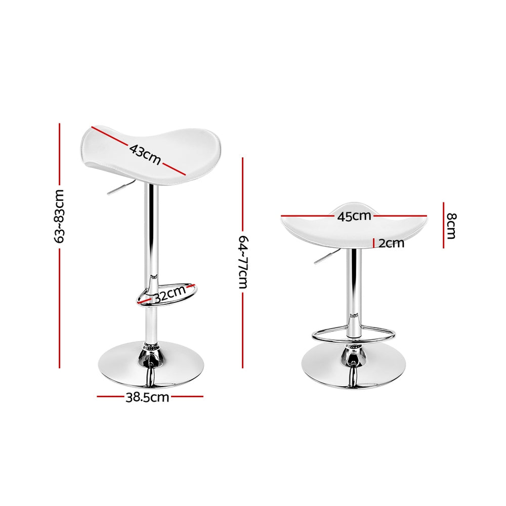 Table & Bar Stools: Artiss 2x Bar Stools Leather Gas Lift Chair White