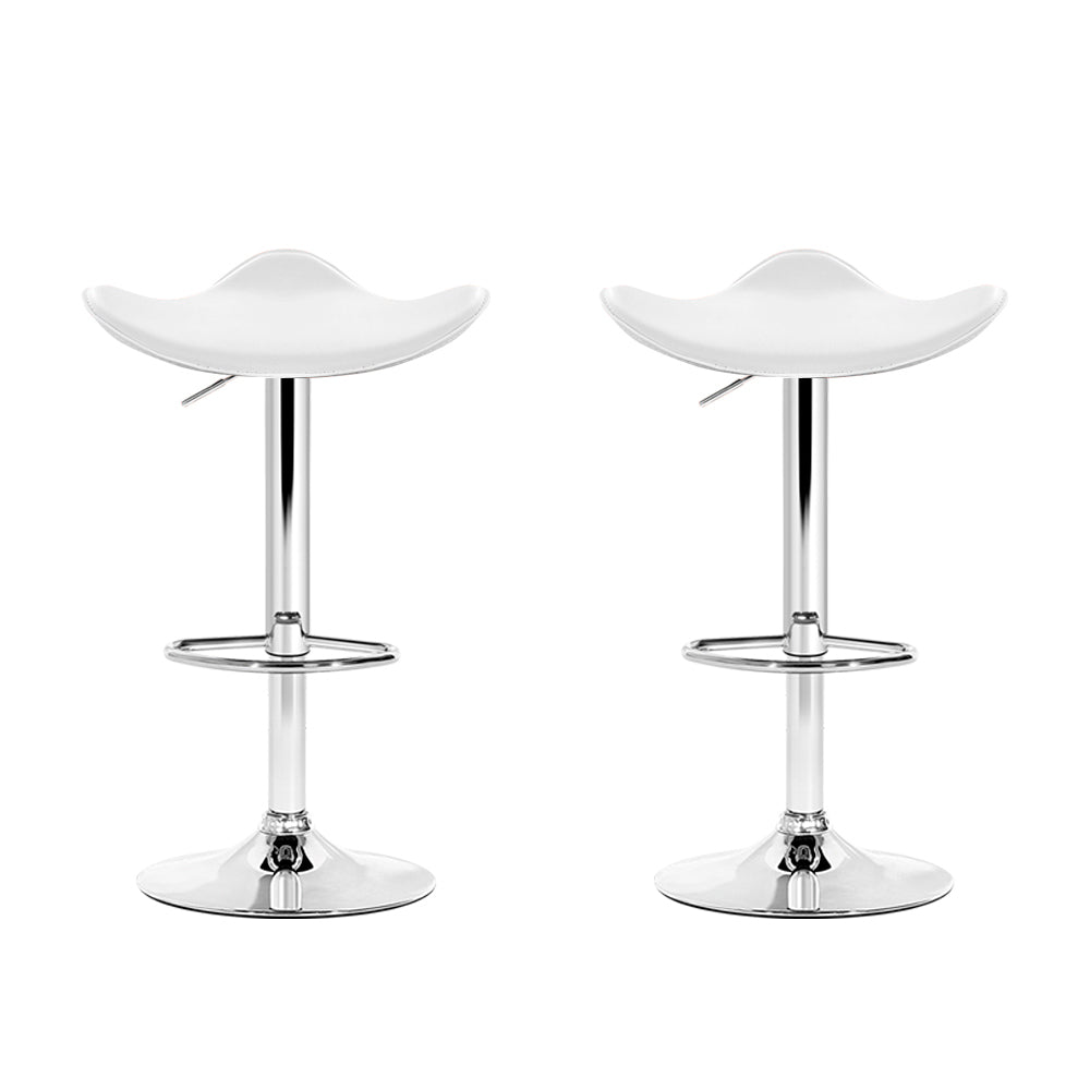 Table & Bar Stools: Artiss 2x Bar Stools Leather Gas Lift Chair White