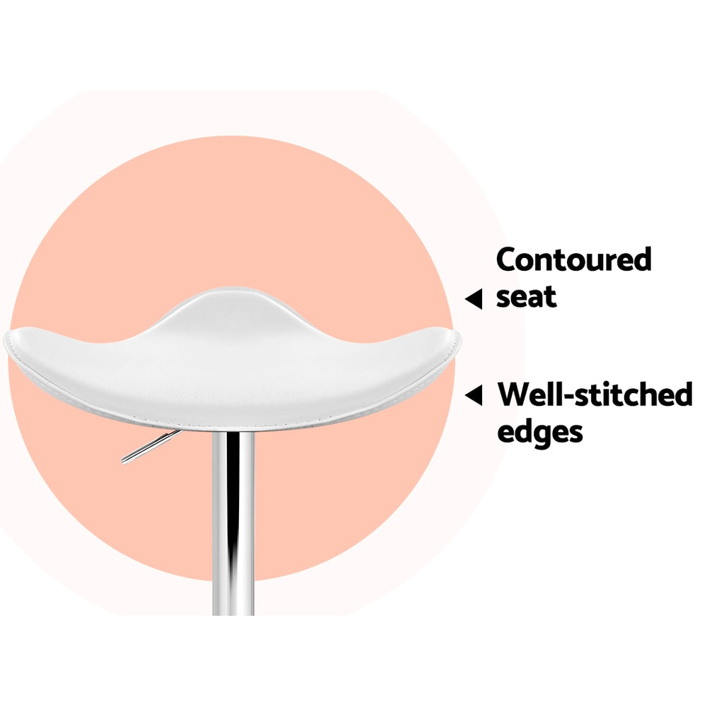 Table & Bar Stools: Artiss 2x Bar Stools Leather Gas Lift Chair White