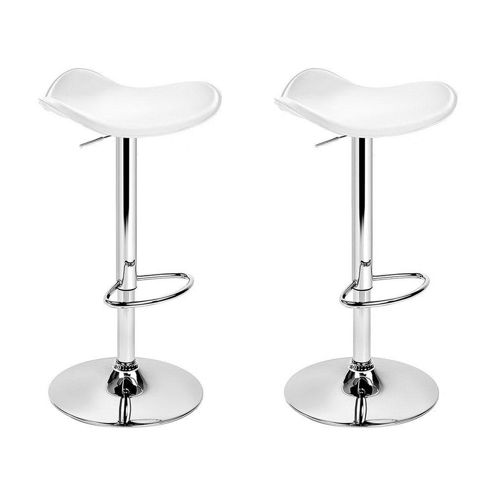 Table & Bar Stools: Artiss 2x Bar Stools Leather Gas Lift Chair White