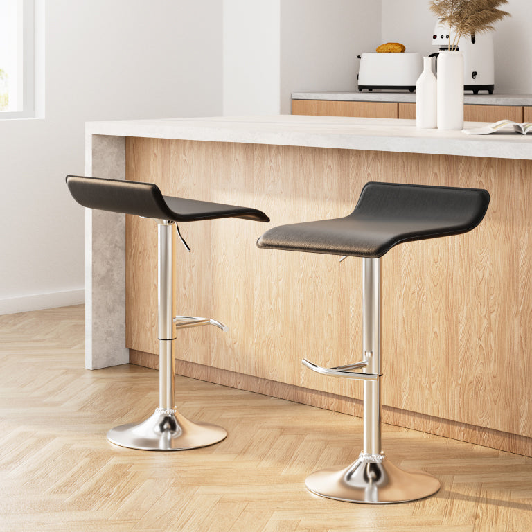 Table & Bar Stools: Artiss 2x Bar Stools Adjustable Gas Lift Chairs Black