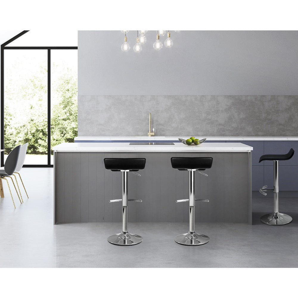 Table & Bar Stools: Artiss 2x Bar Stools Adjustable Gas Lift Chairs Black