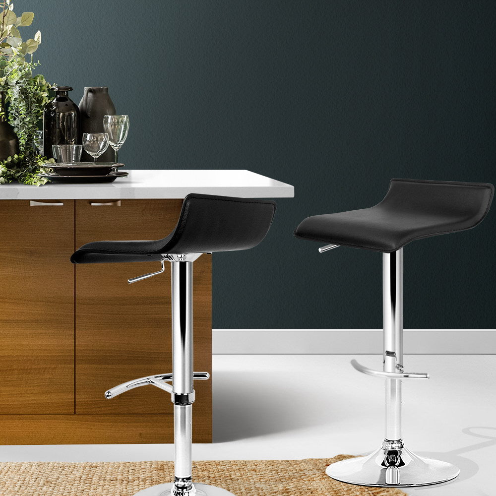 Table & Bar Stools: Artiss 2x Bar Stools Adjustable Gas Lift Chairs Black