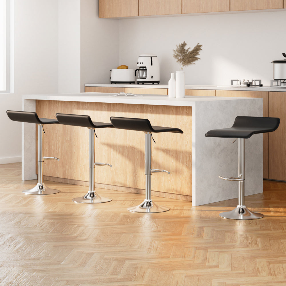 Table & Bar Stools: Artiss 4x Bar Stools Adjustable Gas Lift Chairs Black