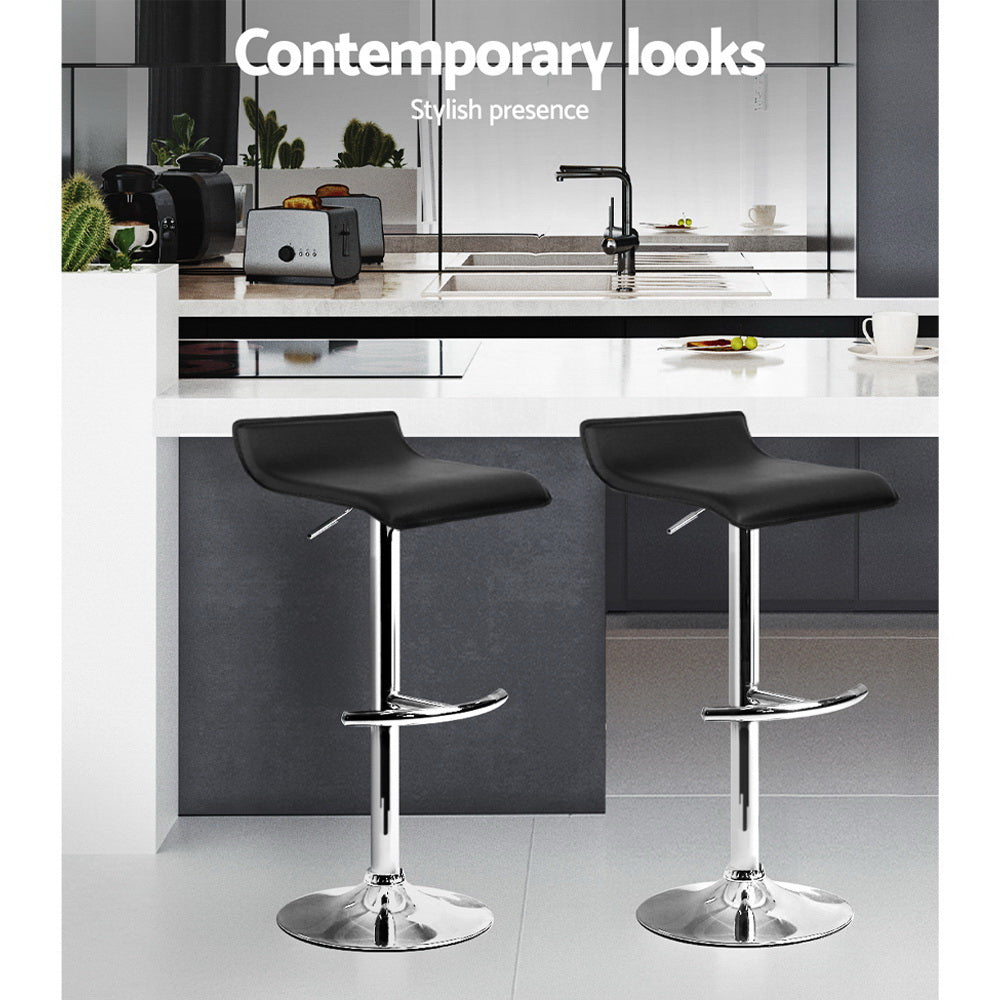 Table & Bar Stools: Artiss 4x Bar Stools Adjustable Gas Lift Chairs Black