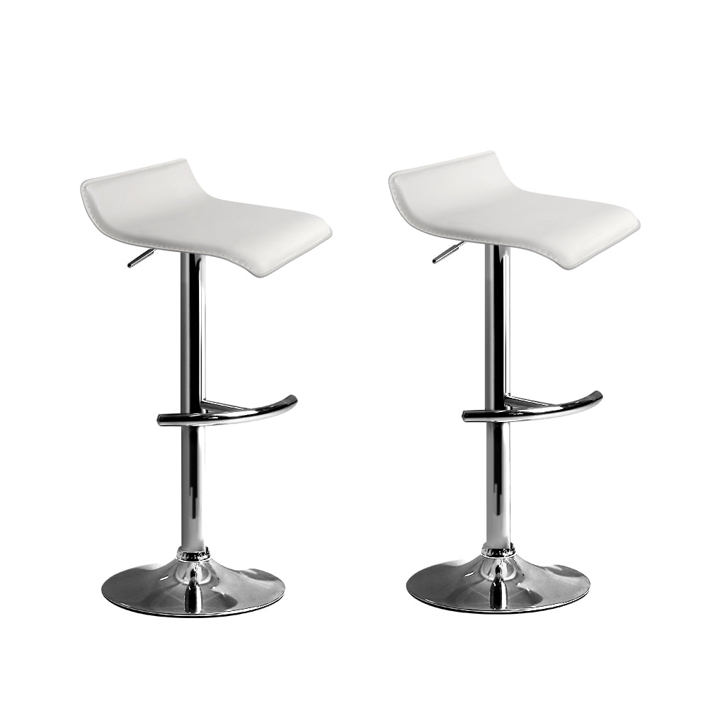 Table & Bar Stools: Artiss 2x Bar Stools Adjustable Gas Lift Chairs White