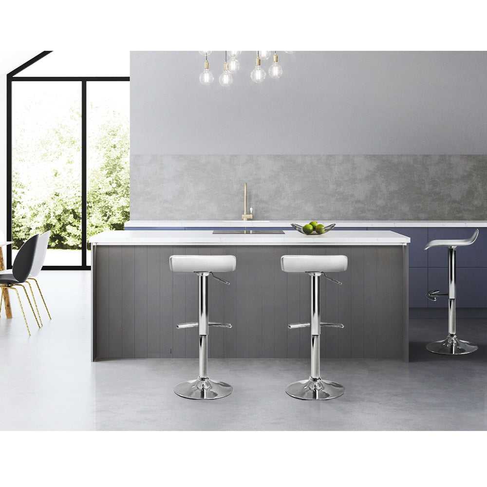 Table & Bar Stools: Artiss 2x Bar Stools Adjustable Gas Lift Chairs White