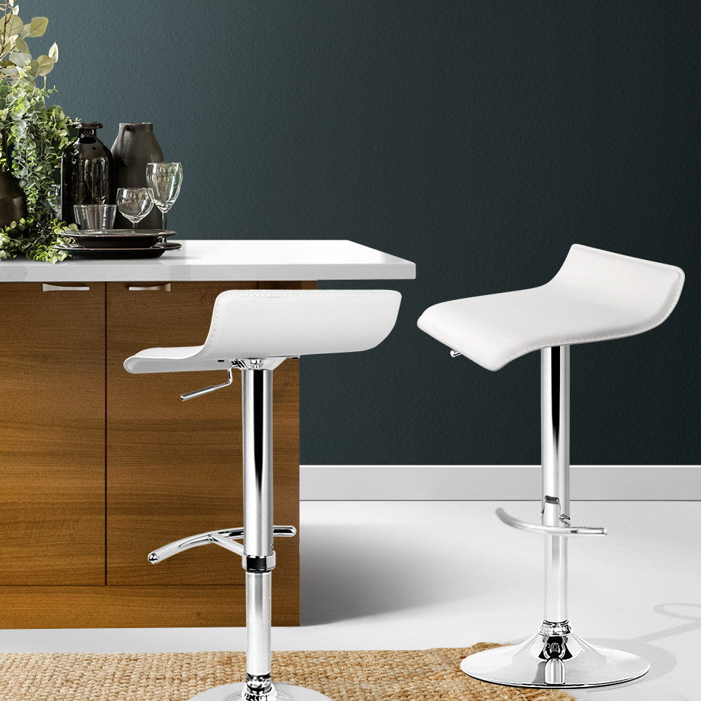 Table & Bar Stools: Artiss 2x Bar Stools Adjustable Gas Lift Chairs White