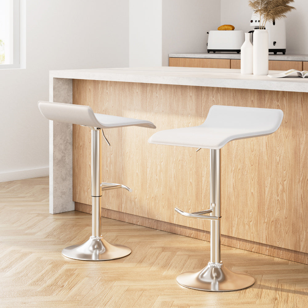 Table & Bar Stools: Artiss 2x Bar Stools Adjustable Gas Lift Chairs White