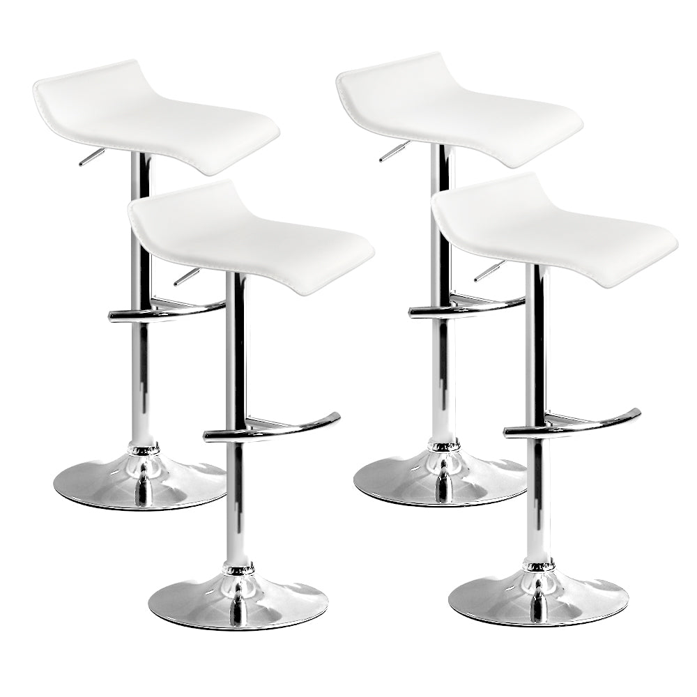 Table & Bar Stools: Artiss 4x Bar Stools Adjustable Gas Lift Chairs White
