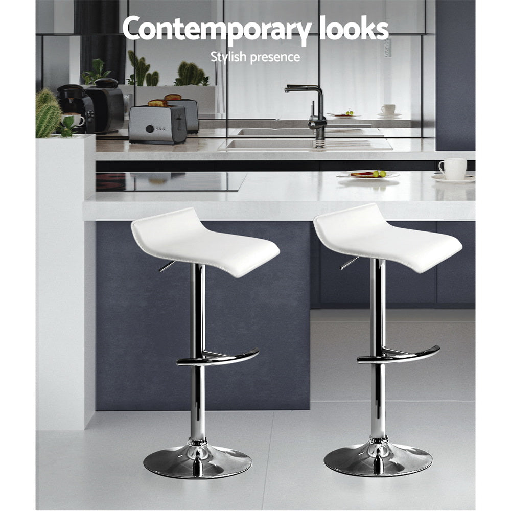 Table & Bar Stools: Artiss 4x Bar Stools Adjustable Gas Lift Chairs White