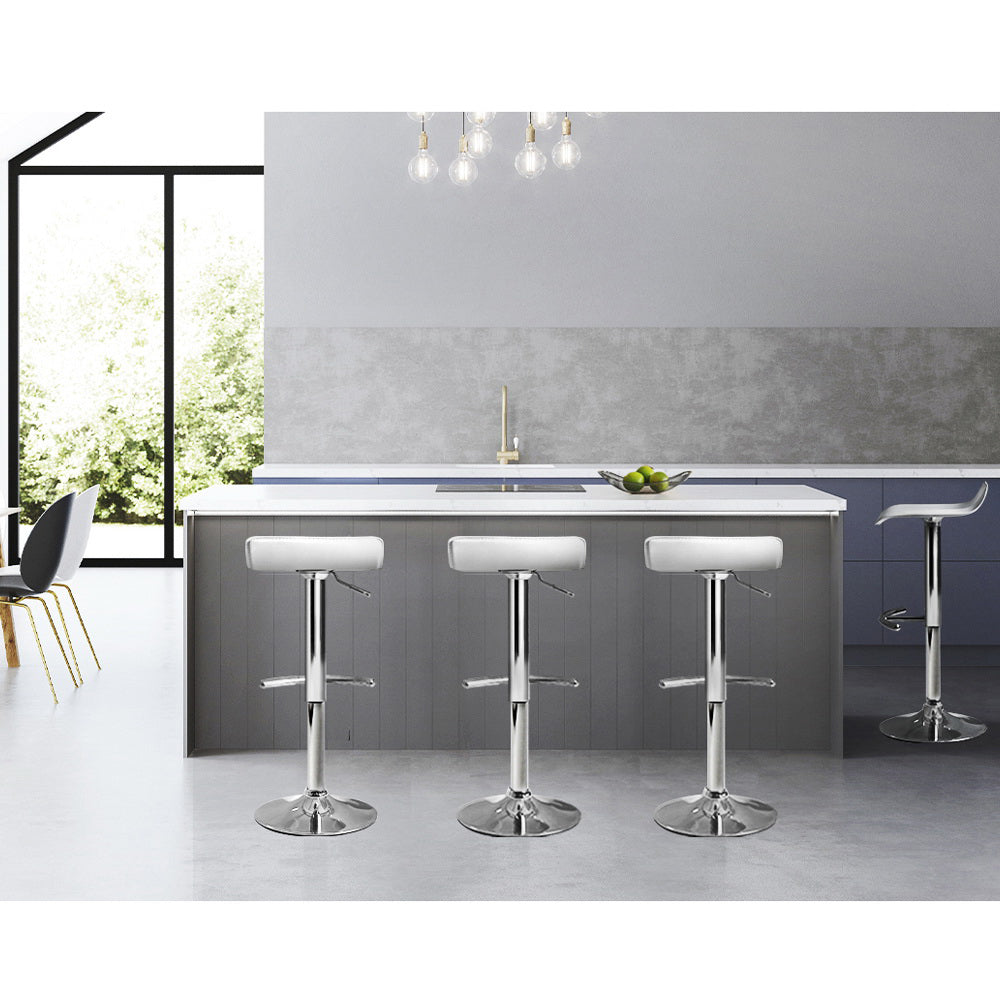 Table & Bar Stools: Artiss 4x Bar Stools Adjustable Gas Lift Chairs White