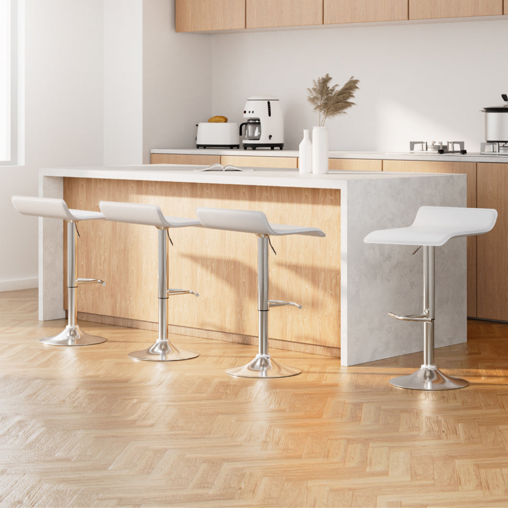 Table & Bar Stools: Artiss 4x Bar Stools Adjustable Gas Lift Chairs White