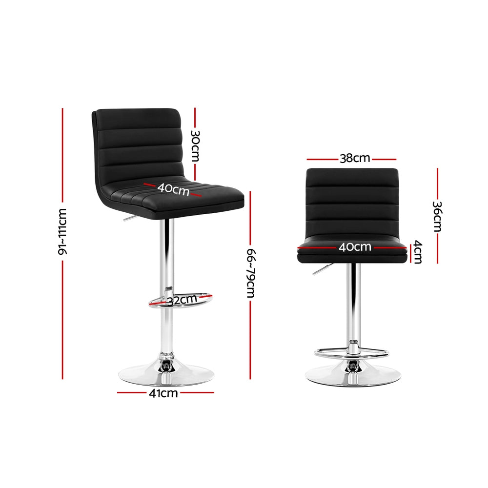 Table & Bar Stools: Artiss 2x Bar Stools Padded Leather Gas Lift Black