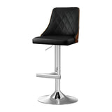 Table & Bar Stools: Artiss Bar Stool Bentwood Swivel Adjustable Kitchen Counter Stool Leather Black