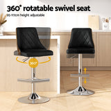 Table & Bar Stools: Artiss Bar Stool Bentwood Swivel Adjustable Kitchen Counter Stool Leather Black