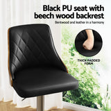 Artiss 2X Bar Stool Wood Swivel Adjustable Kitchen Counter Stool Leather Black