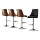 Table & Bar Stools: Artiss 4X Bar Stool Wood Swivel Adjustable Kitchen Counter Stool Leather Black
