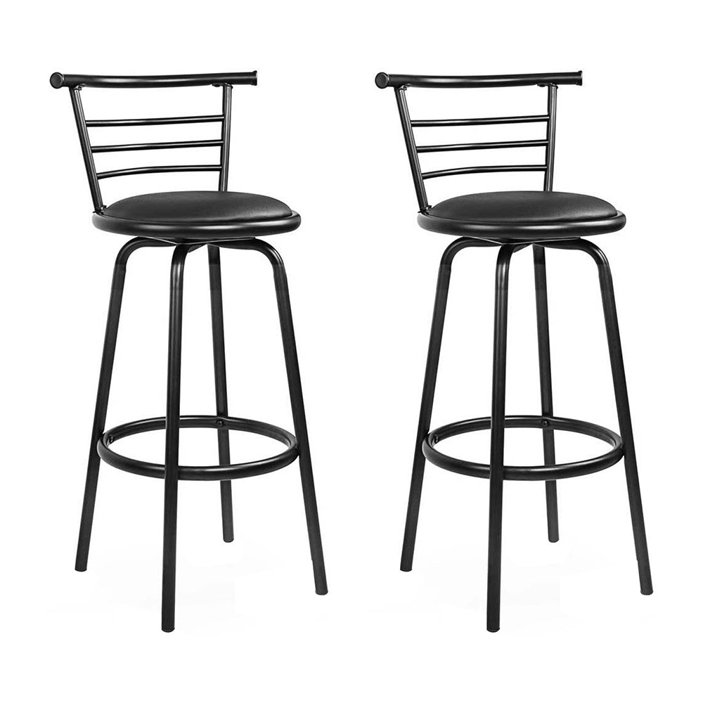 Table & Bar Stools: Artiss 2x Bar Stools Swivel Leather Padded Metal