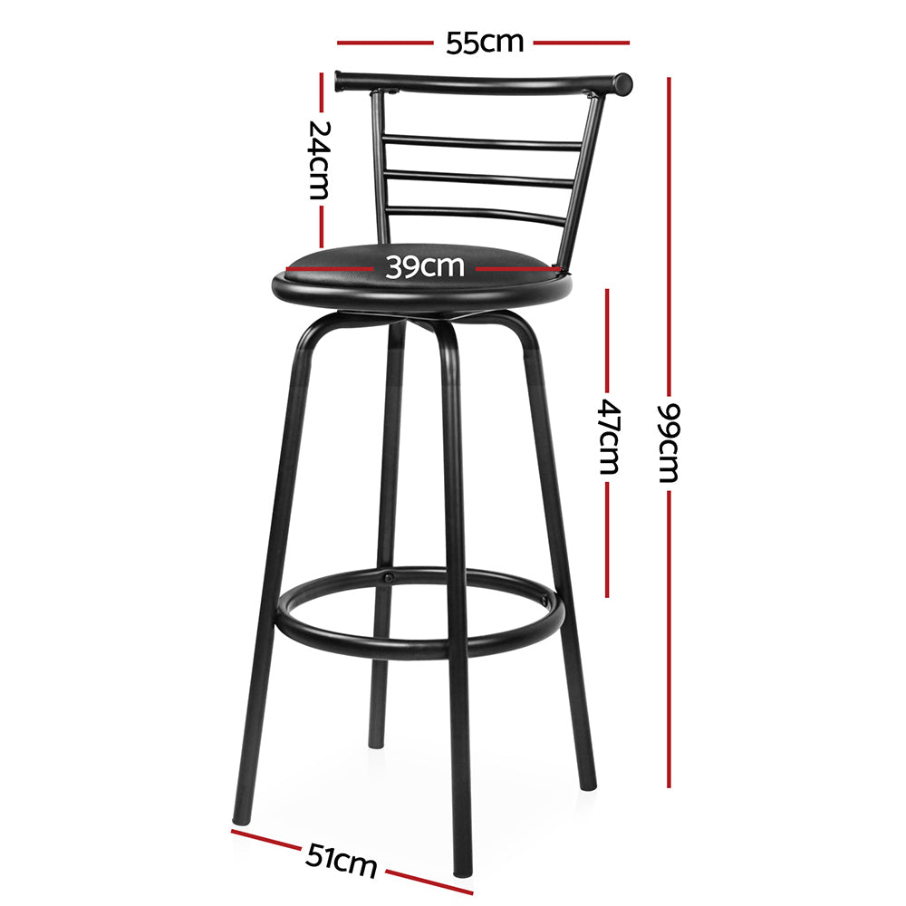 Table & Bar Stools: Artiss 2x Bar Stools Swivel Leather Padded Metal