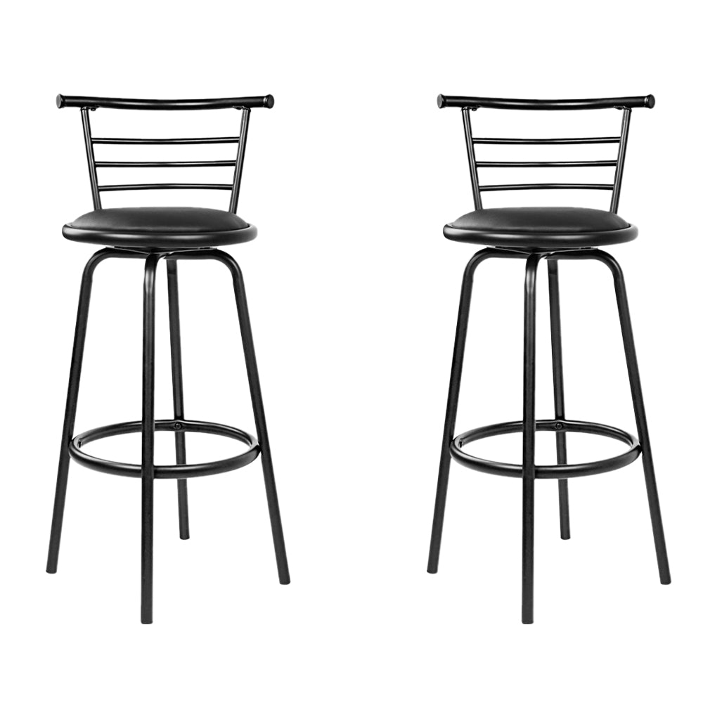 Table & Bar Stools: Artiss 2x Bar Stools Swivel Leather Padded Metal