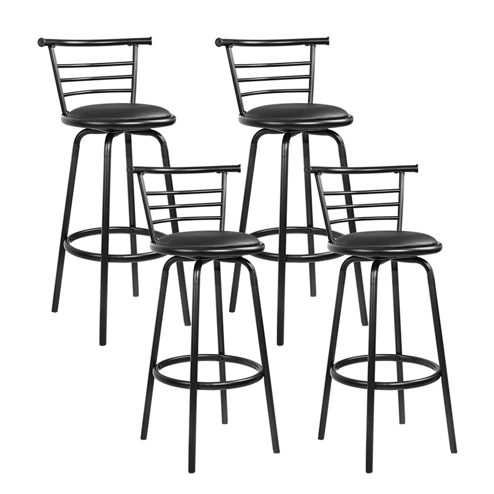 Table & Bar Stools: Artiss 4x Bar Stools Swivel Leather Padded Metal