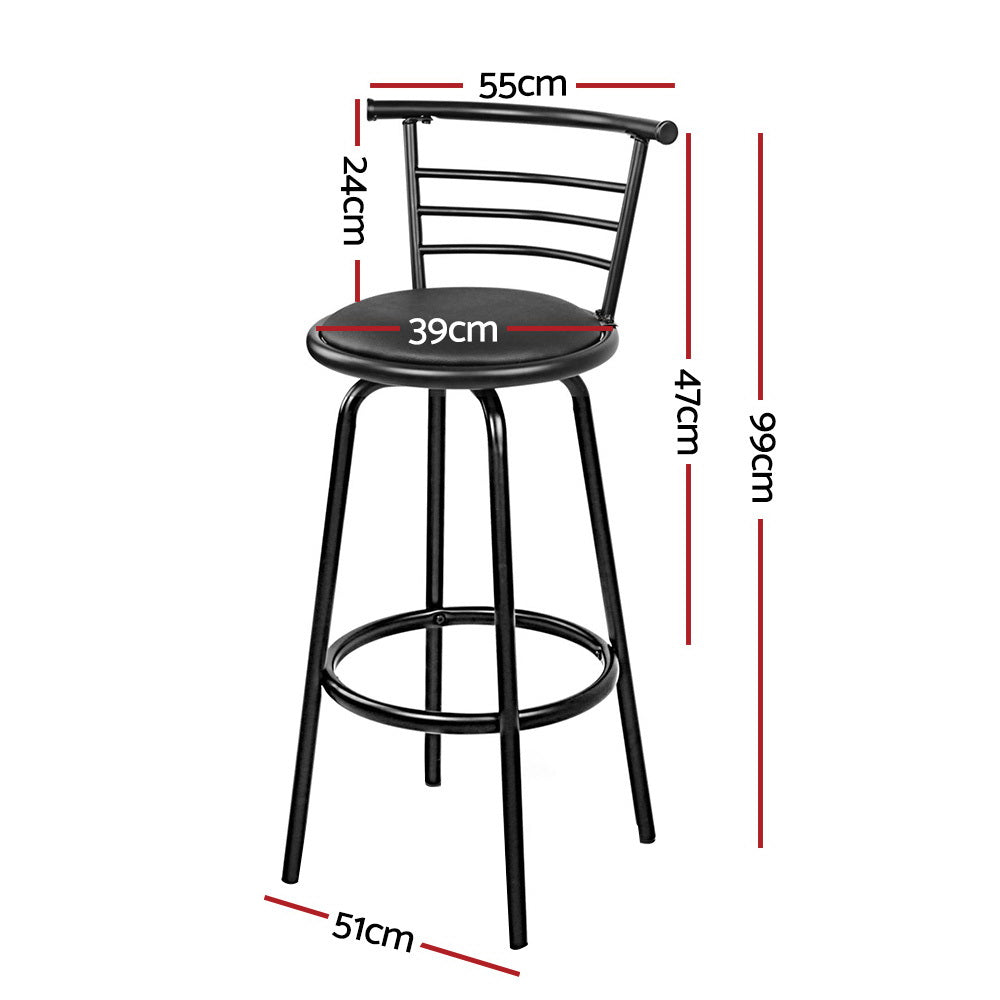 Table & Bar Stools: Artiss 4x Bar Stools Swivel Leather Padded Metal