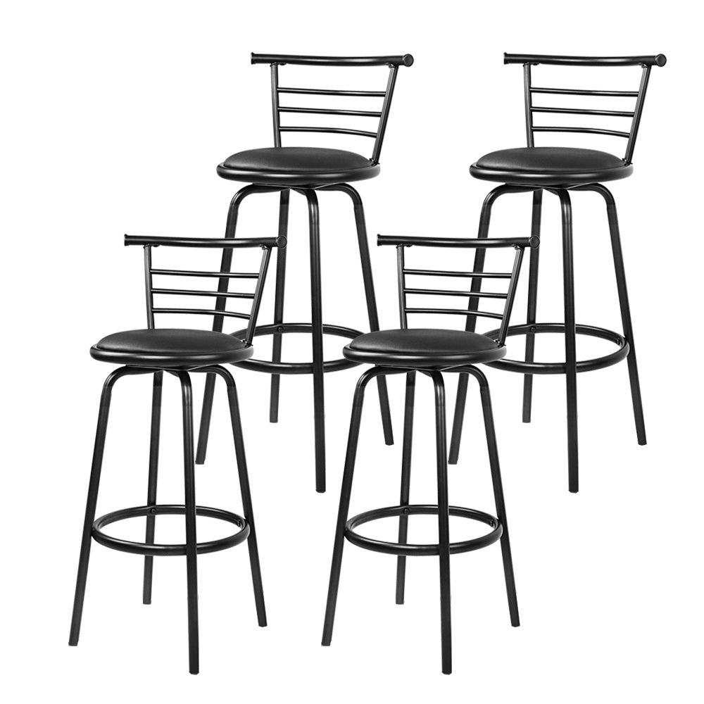 Table & Bar Stools: Artiss 4x Bar Stools Swivel Leather Padded Metal