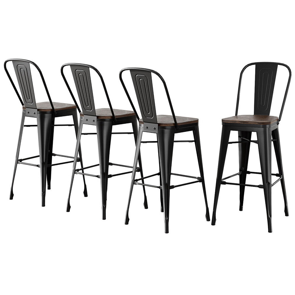 Table & Bar Stools: 4x Artiss Metal Bar Stools Wooden Seat Retro Counter Stool