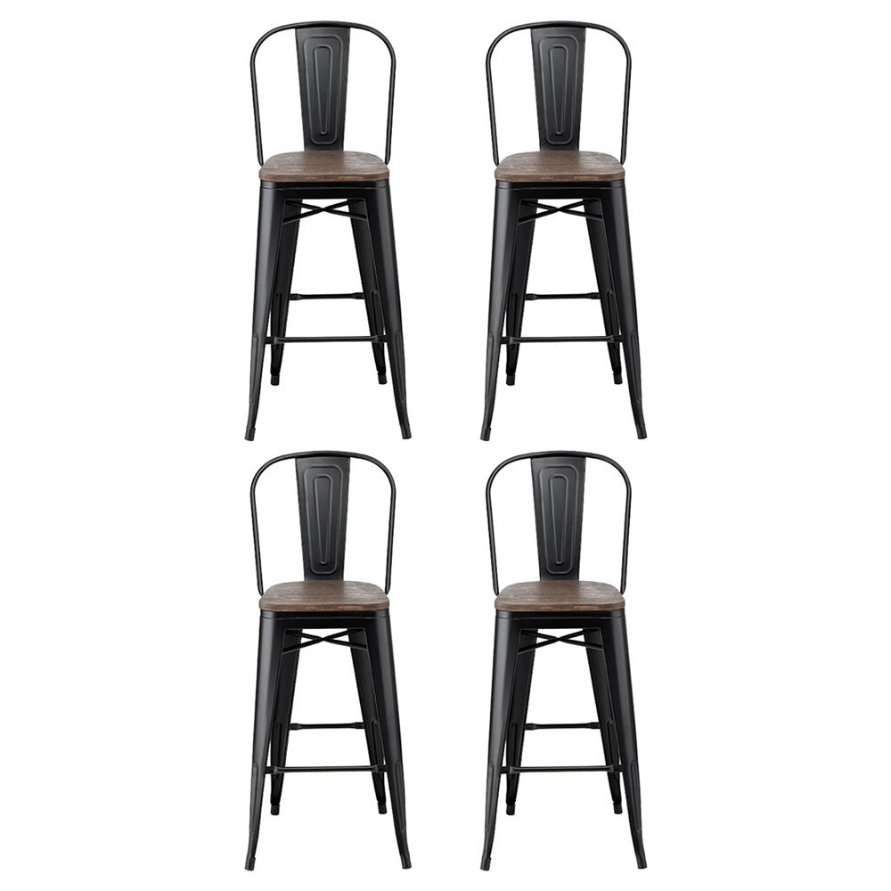 Table & Bar Stools: 4x Artiss Metal Bar Stools Wooden Seat Retro Counter Stool