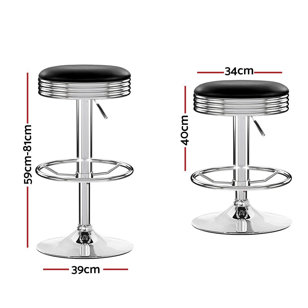 Table & Bar Stools: Artiss 4x Bar Stools Leather Padded Gas Lift Silver
